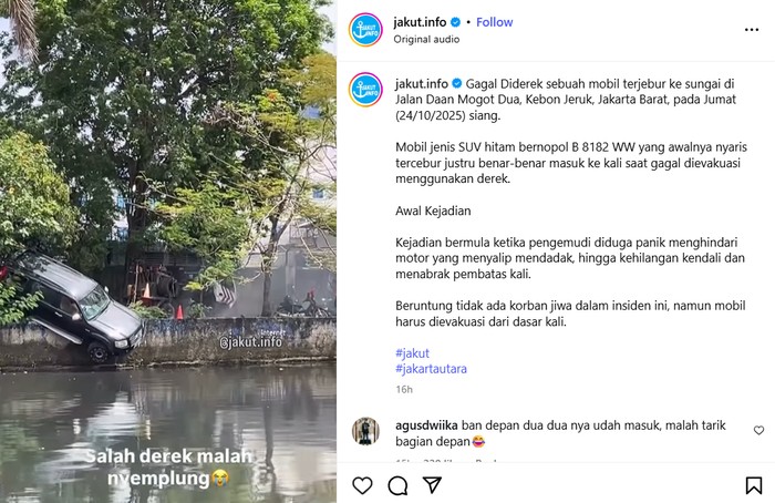 Array,Apes! Detik-detik Ford Everest Nyemplung ke Kali saat Diderek