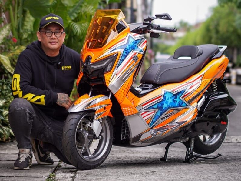 Array,Racing Abis! Yamaha Nmax Turbo Ini Dimodifikasi ala Grafis Replika Helm Balap