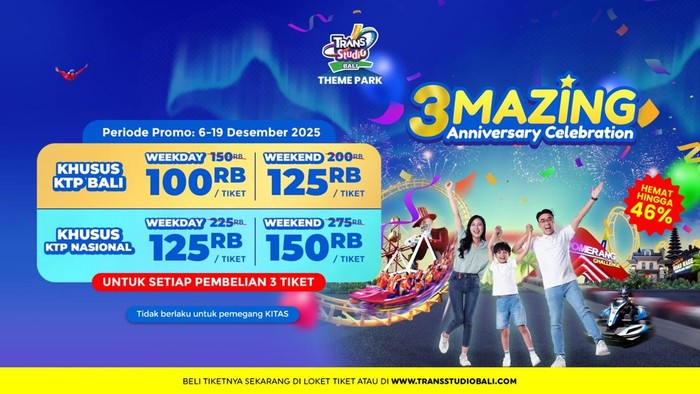Array,Libur Akhir Tahun Lebih Seru dengan Promo 3mazing Trans Studio Theme Park Bali!