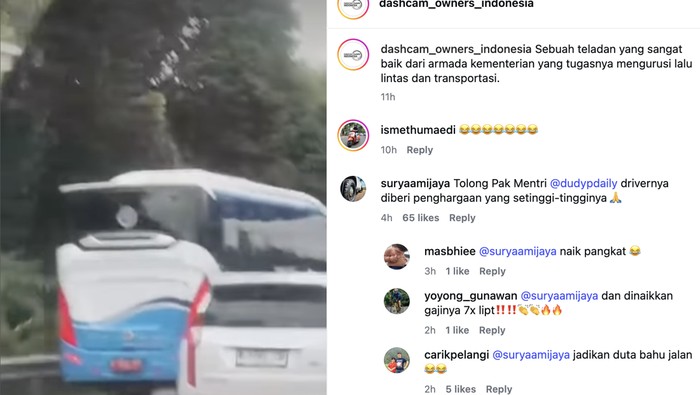 Array,Bus Berlogo Kemenhub Nyelonong Lewat Bahu Jalan, Gimana Aturannya?