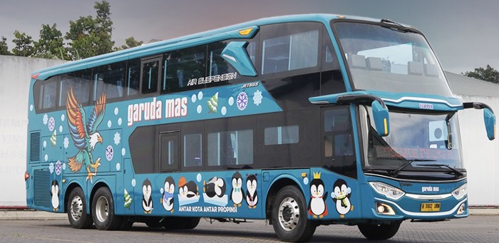 Array,PO Garuda Mas Rilis Bus Tingkat 'Baru' Rute Tangerang-Malang, Livery-nya Unik