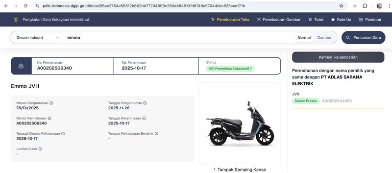 Array,Diborong Proyek MBG, Desain Motor Listrik Emmo Baru Didaftarkan Akhir Tahun Lalu