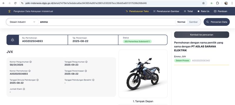 Array,Diborong Proyek MBG, Desain Motor Listrik Emmo Baru Didaftarkan Akhir Tahun Lalu