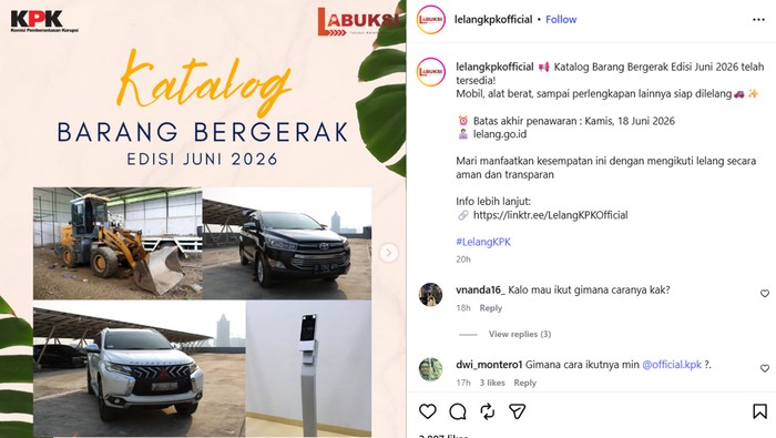 Array,KPK Lelang Barang Terpidana, Ada Kijang Innova-Pajero Sport
