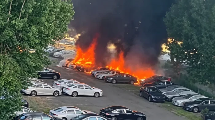 Array,Niat Bersihkan Sampah Pohon Pakai Api, Berujung 20 Mobil Terbakar di Parkiran