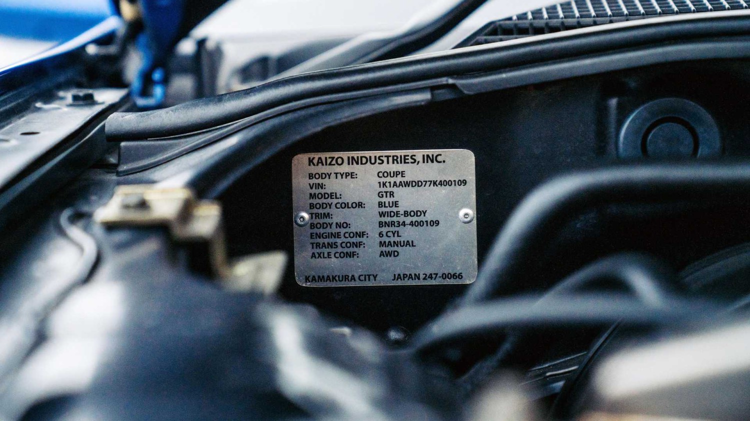 2000 Nissan Skyline R34 GT-R by Kaizo Industries Driven by Paul Walker in Fast and Furious Bonham's Auction