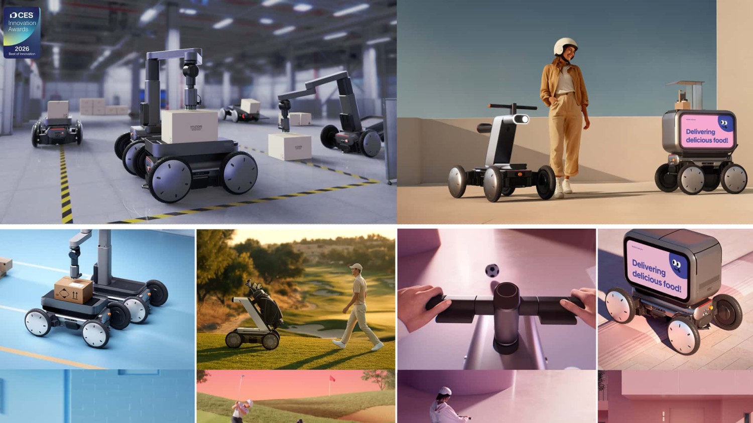 Hyundai juga akan membuat robot dengan namanya sendiri, seperti robot pengiriman konsep MoBed ini. 