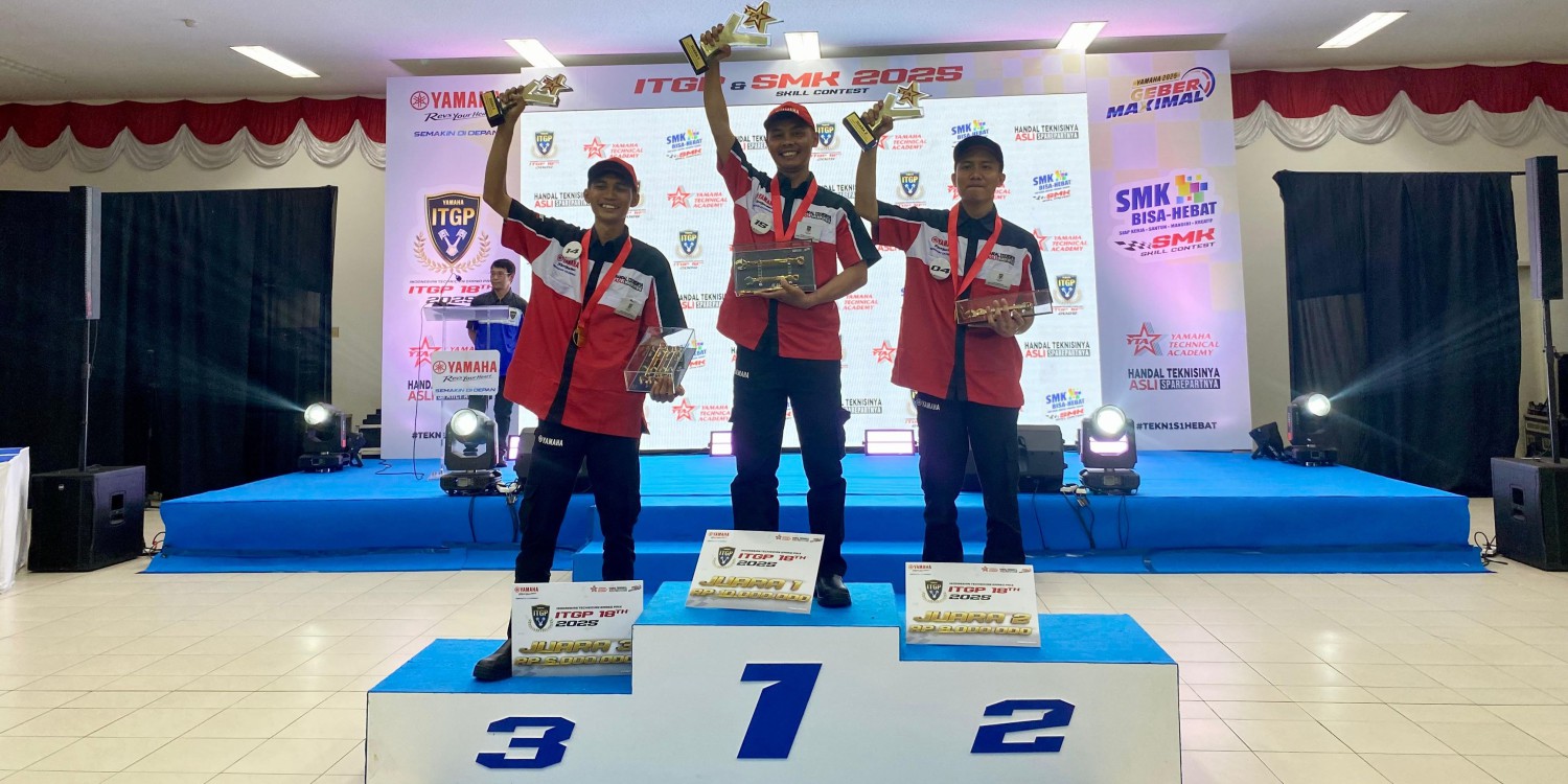 Lebih dari 2 Dekade, Yamaha Konsisten Cetak Teknisi Juara Lewat ITGP 2025, Tahapan Seleksi Ketat: 6.000 Teknisi Disaring Jadi 26 Finalis Terbaik, Kompetisi Ketat: Dari Troubleshooting hingga Customer Handling, Juara Siap Wakili Indonesia di WTGP Jepang, CSR Pendidikan: Yamaha Donasikan 301 Mesin ke 22 Wilayah