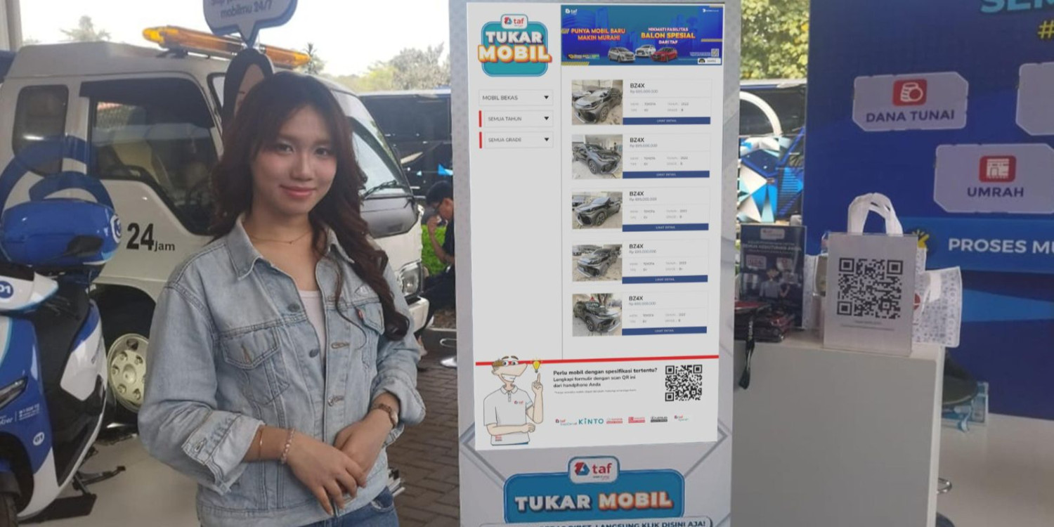 TAF Bawa Teknologi Tukar Mobil ke GIIAS 2025, Diskon Bunga Kredit Sampai Cuma 0.67%, TAF Tukar Mobil Digital Signage: Teknologi Sentuh untuk Cari Mobil Idaman, Promo Pembiayaan Siapdanai: Dana Tunai hingga Umrah, Bunga Mulai 0.67%, Promo Bunga Kredit Mobil Toyota, Daihatsu, dan Lexus, Tips Kredit Mobil Aman dan Nyaman dari TAF