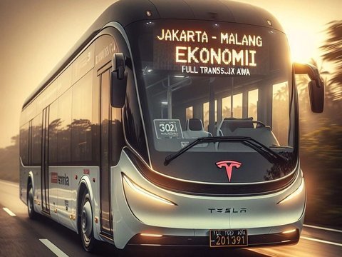 10 Potret AI yang Menggabungkan Bus Tesla dan Tentrem, Hadirkan Desain Futuristik Ala Kendaraan Masa Depan., Desain Futuristik dan Rute Tak Terduga, Kelas Ekonomi Bergaya Premium, Ambisi Jakarta–Seoul, Karoseri Tentrem Internasional, Stiker Tradisional Berlanjut, Jalur Malang–Jakarta Populer, Jendela Geser &amp; AC Modern, Busnya Orang Tegal nih