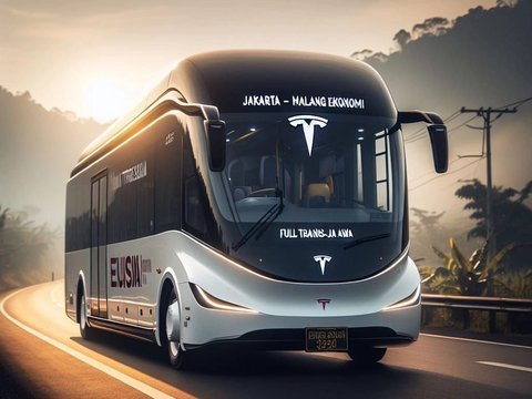 10 Potret AI yang Menggabungkan Bus Tesla dan Tentrem, Hadirkan Desain Futuristik Ala Kendaraan Masa Depan., Desain Futuristik dan Rute Tak Terduga, Kelas Ekonomi Bergaya Premium, Ambisi Jakarta–Seoul, Karoseri Tentrem Internasional, Stiker Tradisional Berlanjut, Jalur Malang–Jakarta Populer, Jendela Geser &amp; AC Modern, Busnya Orang Tegal nih