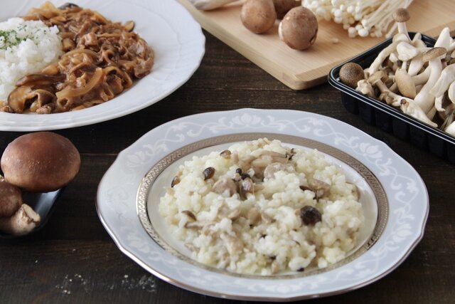 しいたけ、しめじ、えのき〈きのこ類〉のにおいを抑えて偏食を克服！, 「即席しいたけハヤシライス」のレシピ, しいたけ、しめじ、えのき〈きのこ類〉の食感をやわらげて偏食を克服！, 「しめじのチーズリゾット」のレシピ, しいたけ、しめじ、えのき〈きのこ類〉の偏食を克服するための工夫