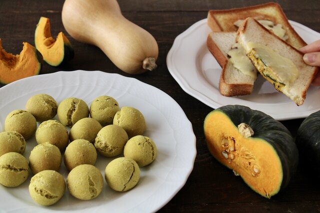 かぼちゃの甘みを抑えて偏食を克服！, 「食パンくりぬきトースト」のレシピ, かぼちゃの食感を変えて偏食を克服！, 「かぼちゃのポンデケージョ風」のレシピ, かぼちゃの偏食を克服するための工夫