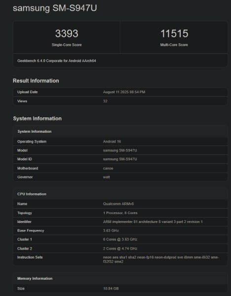 Snapdragon 8 elite 2 geekbench