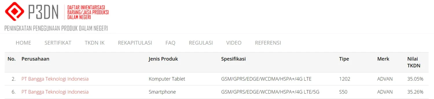 smartphone 5g advan tkdn