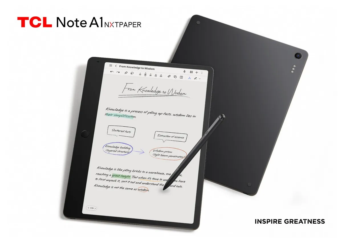 TCL Umumkan Notepad Digital, Note A1 NxtPaper