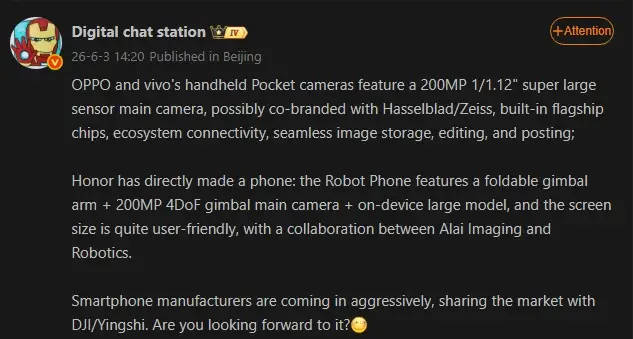 DJI Osmo Pocket 4 OPPO Vivo kamera vlogging