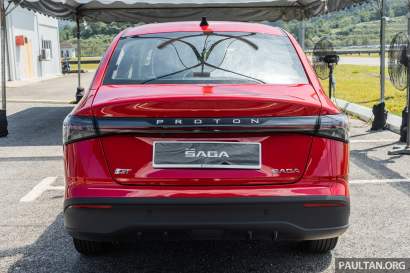 2026-Proton-Saga-1.5-Premium-MC3-Malaysia-Ext-4, Heavily-revised AMA platform with HPF steel panels, Six airbags and AEB, but only on top-spec Premium, High-output BHE15PFI, timing chain, 14.04% lower fuel consumption, New front and rear fascias with LED head- and taillights, Screens galore, plus wireless Apple CarPlay and Android Auto, Brief first impressions – quicker than Bezza, big car feel, Executive versus Premium spec comparison