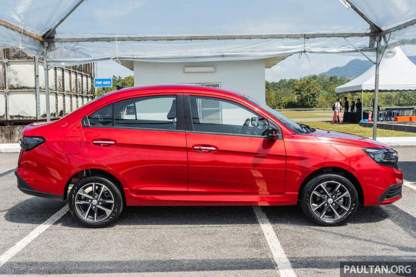 2026-Proton-Saga-1.5-Premium-MC3-Malaysia-Ext-5, Heavily-revised AMA platform with HPF steel panels, Six airbags and AEB, but only on top-spec Premium, High-output BHE15PFI, timing chain, 14.04% lower fuel consumption, New front and rear fascias with LED head- and taillights, Screens galore, plus wireless Apple CarPlay and Android Auto, Brief first impressions – quicker than Bezza, big car feel, Executive versus Premium spec comparison