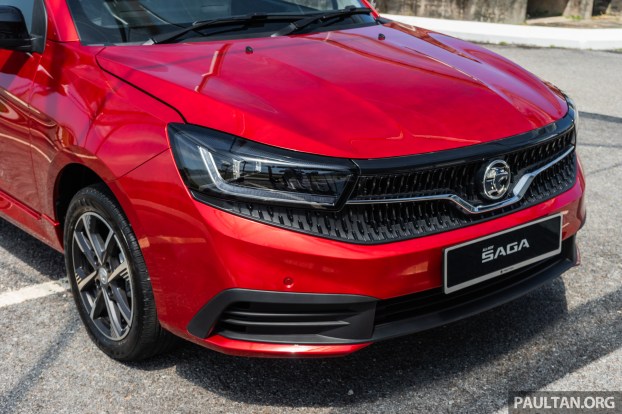 2026-Proton-Saga-1.5-Premium-MC3-Malaysia-Ext-6, Heavily-revised AMA platform with HPF steel panels, Six airbags and AEB, but only on top-spec Premium, High-output BHE15PFI, timing chain, 14.04% lower fuel consumption, New front and rear fascias with LED head- and taillights, Screens galore, plus wireless Apple CarPlay and Android Auto, Brief first impressions – quicker than Bezza, big car feel, Executive versus Premium spec comparison