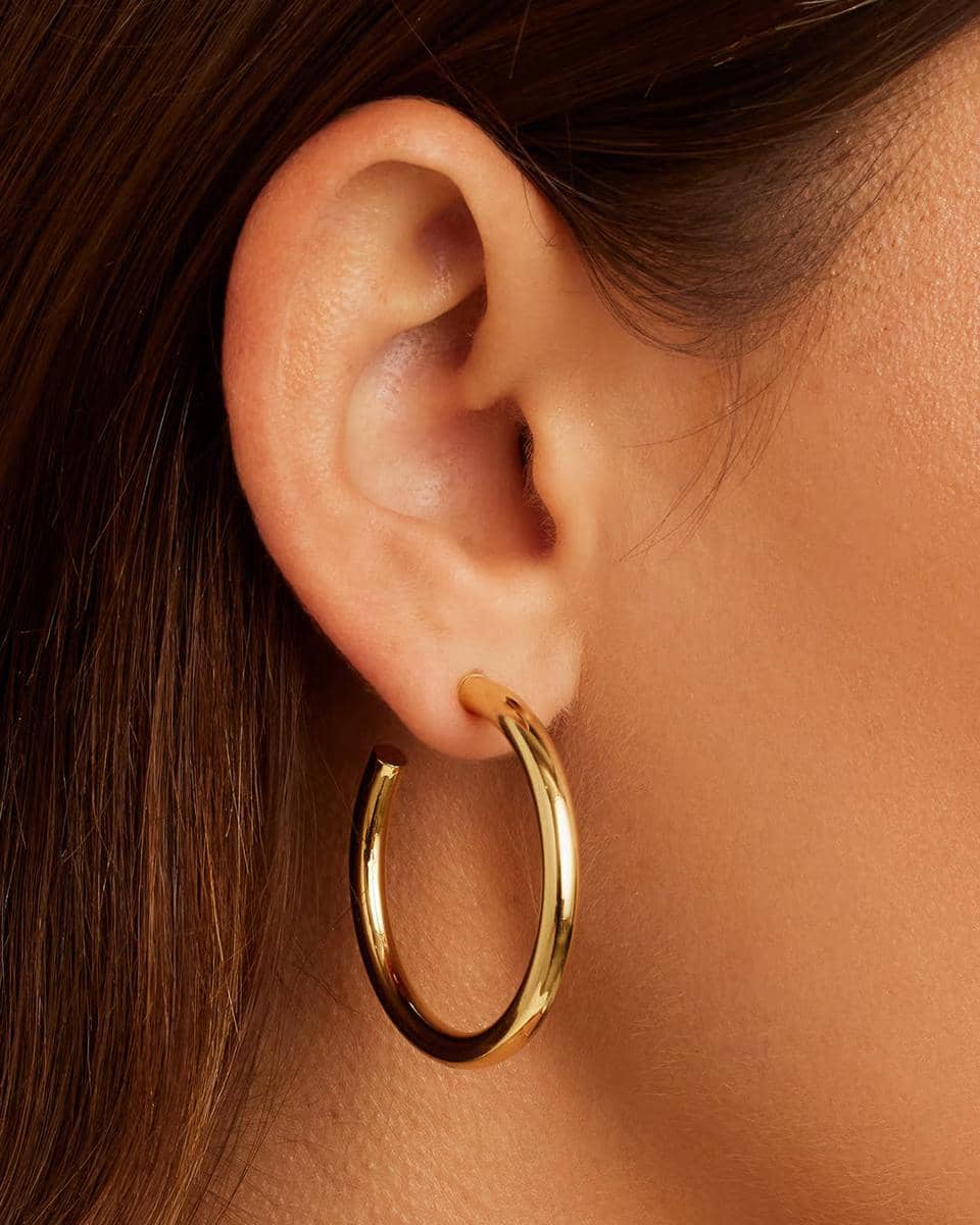 gorjana.com.jpg, 1. Anting panjang linear , 2. Medium hoops klasik, 3. Anting bertingkat model teardrop, 4. Anting stud bentuk unik, 5. Anting hoops kotak