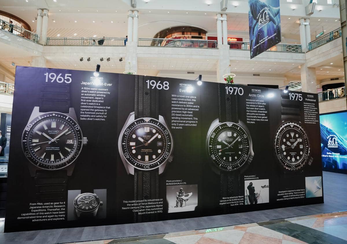 seiko (2 of 251).jpg, 1. Jam tangan selam yang ikonik, 2. Pameran yang menghadirkan sejarah Seiko Diver’s Watch, 3. Terdapat potret eksplorasi bawah laut hingga kawasan Arktik, 4. Pameran yang didominasi warna biru, 5. Hadir hingga 31 Agustus 2025