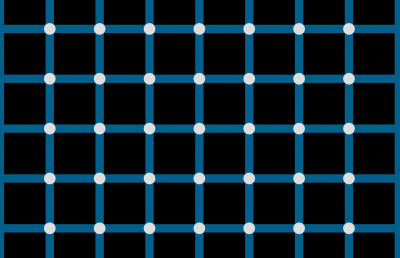 Can you focus on a gray dot? It doesn’t stop turning!, Is the ball rolling, or is the floor moving?, These waves make me feel sick!, Do you see the pulsing black circles?, Look just outside the image., Can you focus on a gray dot?, Is this an image of vases, or two people in conversation?, Look at the image upside down—you’ll see!, Our brains just don’t like this one., Is this black shape growing larger?, Is this image 2 D or 3 D?, These lines never meet!, These stairs—how do they work?, Do you feel like you’re being watched?, Who is on the bottom? Who is on the top?, You think this is a normal fork? Look again!, Which of these orange circles is the largest? Neither one!, Yes—these circles are perfectly round!, Be careful not to fall in! Oh—this is a painting?
