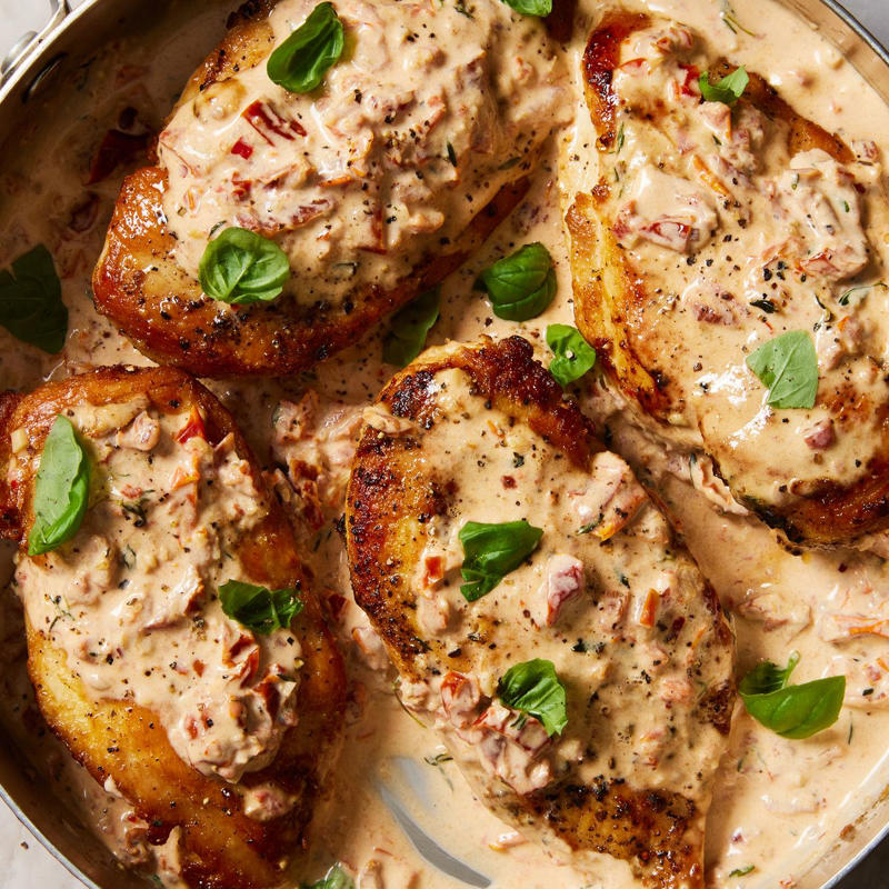 Brown Sugar Salmon, One-Pot Baked Risotto With Blistered Tomatoes & Burrata, Sheet-Pan Roasted Red Onion Chicken, Lunch Lady Sheet-Pan Pizza, Stuffed Peppers, Harvest Caesar Salad, Chicken Quesadillas, Dirty Martini Steak Frites, Creamy Butternut Squash Orzo, Smash Burger Tacos, Steak With Bourbon Garlic Cream Sauce, Black Bean Sweet Potato Taco Skillet, Veggie Burgers, Pad See Ew, Chicken Fajita Casserole, Cauliflower Tacos, Sesame Tofu & Broccoli, BBQ Sheet-Pan Chicken, Cobb Salad, Bánh Mì Turkey Burgers, Sheet-Pan Roasted Halloumi & Broccolini, Creamy Peanut-Lime Chicken With Noodles, Mediterranean Pizza, Burger Bowls, Summer Roll Bowl, Marry Me Chicken, BBQ Chicken Skillet Pizza, Creamy Sun-Dried Tomato Salmon & Orzo, Chicken Tacos, Surf 'n' Turf Foil Packs, Mediterranean Stuffed Meatballs, Lobster Ravioli, Sheet-Pan Tikka Masala, Ground Beef Stir-Fry Teriyaki Bowls, Baked Salmon, Creamy Feta & Tomato Chicken, Vegetable Curry, Detroit-Style Pizza, Tequila-Lime Chicken Thighs, Coconut Chickpea & Sweet Potato Curry, Carnitas, Taco Gnocchi Bake, Sushi Bake, Sushi Bowls, Steak & Potato Skillet, Perfect Chicken Alfredo, Coconut Braised Cabbage, Miso Salmon & Farro Bowl, Chicken Broccoli Alfredo Pizza, Enchilada Stuffed Shells, Cabbage Parmesan, Sheet-Pan Garlicky Shrimp & Veggies, Thai-Inspired Basil Beef Bowls, Peruvian-Style Chicken With Green Sauce, Buffalo Chicken Parm, One-Pan Tuna Pasta, Za'atar Sheet Pan Chicken, Pizza Orzo, Baked Feta Pasta, Pad Thai, Creamy Tomato Vegan Pasta, Cacio E Pepe, Thai-Style Red Curry Meatballs, Air Fryer Beef & Broccoli, Brie Spaghetti, Green Chile Chicken Skillet Enchiladas, Feta & Herb-Crusted Salmon, Orange Chicken, Sheet-Pan Harissa Chicken & Sweet Potatoes, Linguine With Clams, Dragon Roll, Butter Chicken, Cheesy Chorizo, Chickpea & Crispy Rice Skillet, Roasted Red Pepper Shrimp Linguine, One-Pan Greek Chicken Drumsticks, Garlic-Parm Gnocchi, Extra Lemony Seitan Piccata, Salmon & Potato Skillet, Caprese Chicken & Polenta Bake, Coconut Curry Salmon
