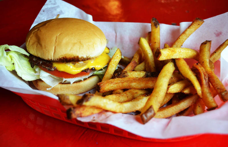 Oregon: The Original 100, Hwy 101 Burger, Lincoln City 54. Tennessee: Dyer's Single, Dyer's Burgers, Memphis, 53. Alabama: hamburger, Dub's Burgers, Athens, 52. Connecticut: The Original Burger, Louis' Lunch, New Haven, 51. California: Steakburger, The Apple Pan, Los Angeles, 50. Iowa: hamburger, B-Bops, various locations, 49. Maine: hamburger, Black Cow, Portland, 48. New Jersey: hamburger, White Manna, Hackensack, 47. New Hampshire: hamburger, Gilley’s Diner, Portsmouth, 46. Massachusetts: Hamburg, White Hut, West Springfield, 45. California: hamburger, In-N-Out Burger, various locations, 44. District of Columbia: Farmhouse Burger, Good Stuff Eatery, Georgetown, 43. Mississippi: Slugburger, Latham's Hamburger Inn, New Albany, 42. Utah: Big Ben, Burger Bar, Roy, 41. Wisconsin: hamburger, Sobelman's Pub & Grill, Milwaukee, 40. Wyoming: The Liberty Burger, Liberty Burger, Jackson, 39. Illinois: House-blend prime beef burger, Butcher & The Burger, Chicago, 38. Arizona: The Standard at The Stand Arcadia Burger Shoppe, Phoenix, 37. Colorado: Cricket Burger, The Cherry Cricket, Denver, 36. New York: Luger burger, Peter Luger Steakhouse, New York City, 35. Delaware: FTC, Farmer & the Cow, Wilmington, 34. Minnesota: Jucy Lucy, Matt’s Bar, Minneapolis, 33. Pennsylvania: hamburger, M2O Burgers & Salads, Philadelphia, 32. South Carolina: Classic, Big Gun Burger Shop, Charleston, 31. Idaho: The Classic, Holy Cow!, Nampa, 30. Kansas: House Burger, Dempsey's Burger Pub, Wichita, 29. Missouri: hamburger, Town Topic, Kansas City, 28. Nebraska: The Original, Cheeseburgers, Omaha, 27. New Mexico: Rustic, Rustic On The Green, Albuquerque, 26. Indiana: Smash burger, Workingman’s Friend, Indianapolis, 25. Vermont: Worthy Burger, Worthy Burger, South Royalton and Woodstock, 24. Arkansas: traditional hamburger, Hugo's, Fayetteville, 23. Texas: Tookie's Burger, Tookie's Hamburgers & More, Kemah, 22. Nevada: Plain Jane, Beefy's, Reno, 21. Georgia: Green Truck Classic, Green Truck Pub, Savannah, 20. New York: hamburger, All-American Hamburger Drive-In, Massapequa, 19. North Dakota: Carport, Sickies Garage Burgers & Brews, various locations, 18. Michigan: sliders, Motz’s Burgers, Detroit, 17. Michigan: Ground Round, Miller’s Bar, Dearborn, 16. Florida: hamburger, Mac's Drive-Thru, Gainesville, 15. West Virginia: Oscar, Oscar’s Breakfast, Burgers & Brews, Barboursville, 14. North Carolina: hamburger, Brooks’ Sandwich House, Charlotte, 13. Kentucky: The Purist, Bard's Burgers & Chili, Covington, 12. Maryland: Hamburger, Burger Bros., Towson, 11. Oklahoma: single onion burger, Tucker's Onion Burgers, various locations, 10. Rhode Island: Stanley Burger, Stanley’s Famous Hamburgers, Central Falls, 9. Virginia: Beauvine, Beauvine Burger Concept, Richmond, 8. Oregon: The Original 100, Hwy 101 Burger, Lincoln City, 7. Ohio: hamburger, Kewpee Hamburgers, Lima, 6. Hawaii: hamburger, Kua Aina Sandwich Shop, Haleiwa, 5. Alaska: The Burger Stop, Tommy's Burger Stop, Anchorage, 4. Montana: Hamburger, The Burger Drive, Billings, 3. Washington: Seattle Classic, Von's 1000 Spirits, Seattle, 2. Louisiana: Butcher Burger, Cochon Butcher, New Orleans