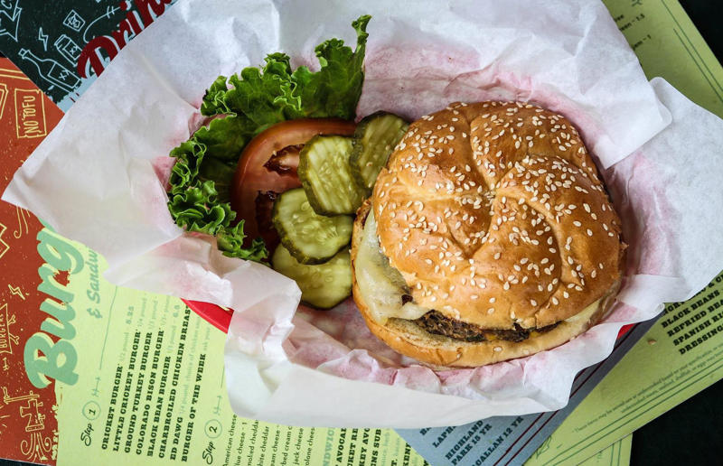 Colorado: Cricket Burger, The Cherry Cricket, Denver 54. Tennessee: Dyer's Single, Dyer's Burgers, Memphis, 53. Alabama: hamburger, Dub's Burgers, Athens, 52. Connecticut: The Original Burger, Louis' Lunch, New Haven, 51. California: Steakburger, The Apple Pan, Los Angeles, 50. Iowa: hamburger, B-Bops, various locations, 49. Maine: hamburger, Black Cow, Portland, 48. New Jersey: hamburger, White Manna, Hackensack, 47. New Hampshire: hamburger, Gilley’s Diner, Portsmouth, 46. Massachusetts: Hamburg, White Hut, West Springfield, 45. California: hamburger, In-N-Out Burger, various locations, 44. District of Columbia: Farmhouse Burger, Good Stuff Eatery, Georgetown, 43. Mississippi: Slugburger, Latham's Hamburger Inn, New Albany, 42. Utah: Big Ben, Burger Bar, Roy, 41. Wisconsin: hamburger, Sobelman's Pub & Grill, Milwaukee, 40. Wyoming: The Liberty Burger, Liberty Burger, Jackson, 39. Illinois: House-blend prime beef burger, Butcher & The Burger, Chicago, 38. Arizona: The Standard at The Stand Arcadia Burger Shoppe, Phoenix, 37. Colorado: Cricket Burger, The Cherry Cricket, Denver, 36. New York: Luger burger, Peter Luger Steakhouse, New York City, 35. Delaware: FTC, Farmer & the Cow, Wilmington, 34. Minnesota: Jucy Lucy, Matt’s Bar, Minneapolis, 33. Pennsylvania: hamburger, M2O Burgers & Salads, Philadelphia, 32. South Carolina: Classic, Big Gun Burger Shop, Charleston, 31. Idaho: The Classic, Holy Cow!, Nampa, 30. Kansas: House Burger, Dempsey's Burger Pub, Wichita, 29. Missouri: hamburger, Town Topic, Kansas City, 28. Nebraska: The Original, Cheeseburgers, Omaha, 27. New Mexico: Rustic, Rustic On The Green, Albuquerque, 26. Indiana: Smash burger, Workingman’s Friend, Indianapolis, 25. Vermont: Worthy Burger, Worthy Burger, South Royalton and Woodstock, 24. Arkansas: traditional hamburger, Hugo's, Fayetteville, 23. Texas: Tookie's Burger, Tookie's Hamburgers & More, Kemah, 22. Nevada: Plain Jane, Beefy's, Reno, 21. Georgia: Green Truck Classic, Green Truck Pub, Savannah, 20. New York: hamburger, All-American Hamburger Drive-In, Massapequa, 19. North Dakota: Carport, Sickies Garage Burgers & Brews, various locations, 18. Michigan: sliders, Motz’s Burgers, Detroit, 17. Michigan: Ground Round, Miller’s Bar, Dearborn, 16. Florida: hamburger, Mac's Drive-Thru, Gainesville, 15. West Virginia: Oscar, Oscar’s Breakfast, Burgers & Brews, Barboursville, 14. North Carolina: hamburger, Brooks’ Sandwich House, Charlotte, 13. Kentucky: The Purist, Bard's Burgers & Chili, Covington, 12. Maryland: Hamburger, Burger Bros., Towson, 11. Oklahoma: single onion burger, Tucker's Onion Burgers, various locations, 10. Rhode Island: Stanley Burger, Stanley’s Famous Hamburgers, Central Falls, 9. Virginia: Beauvine, Beauvine Burger Concept, Richmond, 8. Oregon: The Original 100, Hwy 101 Burger, Lincoln City, 7. Ohio: hamburger, Kewpee Hamburgers, Lima, 6. Hawaii: hamburger, Kua Aina Sandwich Shop, Haleiwa, 5. Alaska: The Burger Stop, Tommy's Burger Stop, Anchorage, 4. Montana: Hamburger, The Burger Drive, Billings, 3. Washington: Seattle Classic, Von's 1000 Spirits, Seattle, 2. Louisiana: Butcher Burger, Cochon Butcher, New Orleans