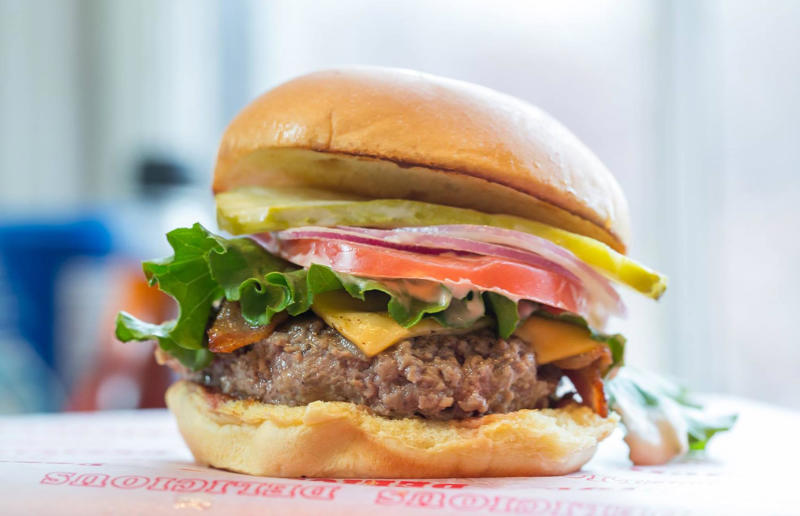 District of Columbia: Farmhouse Burger, Good Stuff Eatery, Georgetown 54. Tennessee: Dyer's Single, Dyer's Burgers, Memphis, 53. Alabama: hamburger, Dub's Burgers, Athens, 52. Connecticut: The Original Burger, Louis' Lunch, New Haven, 51. California: Steakburger, The Apple Pan, Los Angeles, 50. Iowa: hamburger, B-Bops, various locations, 49. Maine: hamburger, Black Cow, Portland, 48. New Jersey: hamburger, White Manna, Hackensack, 47. New Hampshire: hamburger, Gilley’s Diner, Portsmouth, 46. Massachusetts: Hamburg, White Hut, West Springfield, 45. California: hamburger, In-N-Out Burger, various locations, 44. District of Columbia: Farmhouse Burger, Good Stuff Eatery, Georgetown, 43. Mississippi: Slugburger, Latham's Hamburger Inn, New Albany, 42. Utah: Big Ben, Burger Bar, Roy, 41. Wisconsin: hamburger, Sobelman's Pub & Grill, Milwaukee, 40. Wyoming: The Liberty Burger, Liberty Burger, Jackson, 39. Illinois: House-blend prime beef burger, Butcher & The Burger, Chicago, 38. Arizona: The Standard at The Stand Arcadia Burger Shoppe, Phoenix, 37. Colorado: Cricket Burger, The Cherry Cricket, Denver, 36. New York: Luger burger, Peter Luger Steakhouse, New York City, 35. Delaware: FTC, Farmer & the Cow, Wilmington, 34. Minnesota: Jucy Lucy, Matt’s Bar, Minneapolis, 33. Pennsylvania: hamburger, M2O Burgers & Salads, Philadelphia, 32. South Carolina: Classic, Big Gun Burger Shop, Charleston, 31. Idaho: The Classic, Holy Cow!, Nampa, 30. Kansas: House Burger, Dempsey's Burger Pub, Wichita, 29. Missouri: hamburger, Town Topic, Kansas City, 28. Nebraska: The Original, Cheeseburgers, Omaha, 27. New Mexico: Rustic, Rustic On The Green, Albuquerque, 26. Indiana: Smash burger, Workingman’s Friend, Indianapolis, 25. Vermont: Worthy Burger, Worthy Burger, South Royalton and Woodstock, 24. Arkansas: traditional hamburger, Hugo's, Fayetteville, 23. Texas: Tookie's Burger, Tookie's Hamburgers & More, Kemah, 22. Nevada: Plain Jane, Beefy's, Reno, 21. Georgia: Green Truck Classic, Green Truck Pub, Savannah, 20. New York: hamburger, All-American Hamburger Drive-In, Massapequa, 19. North Dakota: Carport, Sickies Garage Burgers & Brews, various locations, 18. Michigan: sliders, Motz’s Burgers, Detroit, 17. Michigan: Ground Round, Miller’s Bar, Dearborn, 16. Florida: hamburger, Mac's Drive-Thru, Gainesville, 15. West Virginia: Oscar, Oscar’s Breakfast, Burgers & Brews, Barboursville, 14. North Carolina: hamburger, Brooks’ Sandwich House, Charlotte, 13. Kentucky: The Purist, Bard's Burgers & Chili, Covington, 12. Maryland: Hamburger, Burger Bros., Towson, 11. Oklahoma: single onion burger, Tucker's Onion Burgers, various locations, 10. Rhode Island: Stanley Burger, Stanley’s Famous Hamburgers, Central Falls, 9. Virginia: Beauvine, Beauvine Burger Concept, Richmond, 8. Oregon: The Original 100, Hwy 101 Burger, Lincoln City, 7. Ohio: hamburger, Kewpee Hamburgers, Lima, 6. Hawaii: hamburger, Kua Aina Sandwich Shop, Haleiwa, 5. Alaska: The Burger Stop, Tommy's Burger Stop, Anchorage, 4. Montana: Hamburger, The Burger Drive, Billings, 3. Washington: Seattle Classic, Von's 1000 Spirits, Seattle, 2. Louisiana: Butcher Burger, Cochon Butcher, New Orleans