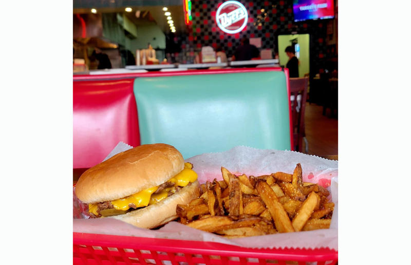 Tennessee: Dyer's Single, Dyer's Burgers, Memphis 54. Tennessee: Dyer's Single, Dyer's Burgers, Memphis, 53. Alabama: hamburger, Dub's Burgers, Athens, 52. Connecticut: The Original Burger, Louis' Lunch, New Haven, 51. California: Steakburger, The Apple Pan, Los Angeles, 50. Iowa: hamburger, B-Bops, various locations, 49. Maine: hamburger, Black Cow, Portland, 48. New Jersey: hamburger, White Manna, Hackensack, 47. New Hampshire: hamburger, Gilley’s Diner, Portsmouth, 46. Massachusetts: Hamburg, White Hut, West Springfield, 45. California: hamburger, In-N-Out Burger, various locations, 44. District of Columbia: Farmhouse Burger, Good Stuff Eatery, Georgetown, 43. Mississippi: Slugburger, Latham's Hamburger Inn, New Albany, 42. Utah: Big Ben, Burger Bar, Roy, 41. Wisconsin: hamburger, Sobelman's Pub & Grill, Milwaukee, 40. Wyoming: The Liberty Burger, Liberty Burger, Jackson, 39. Illinois: House-blend prime beef burger, Butcher & The Burger, Chicago, 38. Arizona: The Standard at The Stand Arcadia Burger Shoppe, Phoenix, 37. Colorado: Cricket Burger, The Cherry Cricket, Denver, 36. New York: Luger burger, Peter Luger Steakhouse, New York City, 35. Delaware: FTC, Farmer & the Cow, Wilmington, 34. Minnesota: Jucy Lucy, Matt’s Bar, Minneapolis, 33. Pennsylvania: hamburger, M2O Burgers & Salads, Philadelphia, 32. South Carolina: Classic, Big Gun Burger Shop, Charleston, 31. Idaho: The Classic, Holy Cow!, Nampa, 30. Kansas: House Burger, Dempsey's Burger Pub, Wichita, 29. Missouri: hamburger, Town Topic, Kansas City, 28. Nebraska: The Original, Cheeseburgers, Omaha, 27. New Mexico: Rustic, Rustic On The Green, Albuquerque, 26. Indiana: Smash burger, Workingman’s Friend, Indianapolis, 25. Vermont: Worthy Burger, Worthy Burger, South Royalton and Woodstock, 24. Arkansas: traditional hamburger, Hugo's, Fayetteville, 23. Texas: Tookie's Burger, Tookie's Hamburgers & More, Kemah, 22. Nevada: Plain Jane, Beefy's, Reno, 21. Georgia: Green Truck Classic, Green Truck Pub, Savannah, 20. New York: hamburger, All-American Hamburger Drive-In, Massapequa, 19. North Dakota: Carport, Sickies Garage Burgers & Brews, various locations, 18. Michigan: sliders, Motz’s Burgers, Detroit, 17. Michigan: Ground Round, Miller’s Bar, Dearborn, 16. Florida: hamburger, Mac's Drive-Thru, Gainesville, 15. West Virginia: Oscar, Oscar’s Breakfast, Burgers & Brews, Barboursville, 14. North Carolina: hamburger, Brooks’ Sandwich House, Charlotte, 13. Kentucky: The Purist, Bard's Burgers & Chili, Covington, 12. Maryland: Hamburger, Burger Bros., Towson, 11. Oklahoma: single onion burger, Tucker's Onion Burgers, various locations, 10. Rhode Island: Stanley Burger, Stanley’s Famous Hamburgers, Central Falls, 9. Virginia: Beauvine, Beauvine Burger Concept, Richmond, 8. Oregon: The Original 100, Hwy 101 Burger, Lincoln City, 7. Ohio: hamburger, Kewpee Hamburgers, Lima, 6. Hawaii: hamburger, Kua Aina Sandwich Shop, Haleiwa, 5. Alaska: The Burger Stop, Tommy's Burger Stop, Anchorage, 4. Montana: Hamburger, The Burger Drive, Billings, 3. Washington: Seattle Classic, Von's 1000 Spirits, Seattle, 2. Louisiana: Butcher Burger, Cochon Butcher, New Orleans