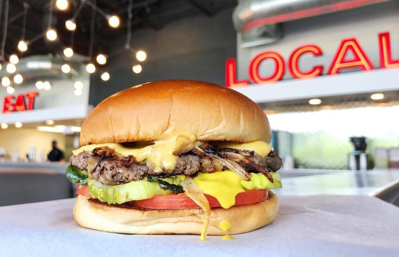 Oklahoma: Single onion burger, Tucker's Onion Burgers, various locations 54. Tennessee: Dyer's Single, Dyer's Burgers, Memphis, 53. Alabama: hamburger, Dub's Burgers, Athens, 52. Connecticut: The Original Burger, Louis' Lunch, New Haven, 51. California: Steakburger, The Apple Pan, Los Angeles, 50. Iowa: hamburger, B-Bops, various locations, 49. Maine: hamburger, Black Cow, Portland, 48. New Jersey: hamburger, White Manna, Hackensack, 47. New Hampshire: hamburger, Gilley’s Diner, Portsmouth, 46. Massachusetts: Hamburg, White Hut, West Springfield, 45. California: hamburger, In-N-Out Burger, various locations, 44. District of Columbia: Farmhouse Burger, Good Stuff Eatery, Georgetown, 43. Mississippi: Slugburger, Latham's Hamburger Inn, New Albany, 42. Utah: Big Ben, Burger Bar, Roy, 41. Wisconsin: hamburger, Sobelman's Pub & Grill, Milwaukee, 40. Wyoming: The Liberty Burger, Liberty Burger, Jackson, 39. Illinois: House-blend prime beef burger, Butcher & The Burger, Chicago, 38. Arizona: The Standard at The Stand Arcadia Burger Shoppe, Phoenix, 37. Colorado: Cricket Burger, The Cherry Cricket, Denver, 36. New York: Luger burger, Peter Luger Steakhouse, New York City, 35. Delaware: FTC, Farmer & the Cow, Wilmington, 34. Minnesota: Jucy Lucy, Matt’s Bar, Minneapolis, 33. Pennsylvania: hamburger, M2O Burgers & Salads, Philadelphia, 32. South Carolina: Classic, Big Gun Burger Shop, Charleston, 31. Idaho: The Classic, Holy Cow!, Nampa, 30. Kansas: House Burger, Dempsey's Burger Pub, Wichita, 29. Missouri: hamburger, Town Topic, Kansas City, 28. Nebraska: The Original, Cheeseburgers, Omaha, 27. New Mexico: Rustic, Rustic On The Green, Albuquerque, 26. Indiana: Smash burger, Workingman’s Friend, Indianapolis, 25. Vermont: Worthy Burger, Worthy Burger, South Royalton and Woodstock, 24. Arkansas: traditional hamburger, Hugo's, Fayetteville, 23. Texas: Tookie's Burger, Tookie's Hamburgers & More, Kemah, 22. Nevada: Plain Jane, Beefy's, Reno, 21. Georgia: Green Truck Classic, Green Truck Pub, Savannah, 20. New York: hamburger, All-American Hamburger Drive-In, Massapequa, 19. North Dakota: Carport, Sickies Garage Burgers & Brews, various locations, 18. Michigan: sliders, Motz’s Burgers, Detroit, 17. Michigan: Ground Round, Miller’s Bar, Dearborn, 16. Florida: hamburger, Mac's Drive-Thru, Gainesville, 15. West Virginia: Oscar, Oscar’s Breakfast, Burgers & Brews, Barboursville, 14. North Carolina: hamburger, Brooks’ Sandwich House, Charlotte, 13. Kentucky: The Purist, Bard's Burgers & Chili, Covington, 12. Maryland: Hamburger, Burger Bros., Towson, 11. Oklahoma: single onion burger, Tucker's Onion Burgers, various locations, 10. Rhode Island: Stanley Burger, Stanley’s Famous Hamburgers, Central Falls, 9. Virginia: Beauvine, Beauvine Burger Concept, Richmond, 8. Oregon: The Original 100, Hwy 101 Burger, Lincoln City, 7. Ohio: hamburger, Kewpee Hamburgers, Lima, 6. Hawaii: hamburger, Kua Aina Sandwich Shop, Haleiwa, 5. Alaska: The Burger Stop, Tommy's Burger Stop, Anchorage, 4. Montana: Hamburger, The Burger Drive, Billings, 3. Washington: Seattle Classic, Von's 1000 Spirits, Seattle, 2. Louisiana: Butcher Burger, Cochon Butcher, New Orleans