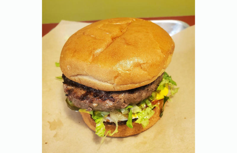 Maryland: Hamburger, Burger Bros., Towson 54. Tennessee: Dyer's Single, Dyer's Burgers, Memphis, 53. Alabama: hamburger, Dub's Burgers, Athens, 52. Connecticut: The Original Burger, Louis' Lunch, New Haven, 51. California: Steakburger, The Apple Pan, Los Angeles, 50. Iowa: hamburger, B-Bops, various locations, 49. Maine: hamburger, Black Cow, Portland, 48. New Jersey: hamburger, White Manna, Hackensack, 47. New Hampshire: hamburger, Gilley’s Diner, Portsmouth, 46. Massachusetts: Hamburg, White Hut, West Springfield, 45. California: hamburger, In-N-Out Burger, various locations, 44. District of Columbia: Farmhouse Burger, Good Stuff Eatery, Georgetown, 43. Mississippi: Slugburger, Latham's Hamburger Inn, New Albany, 42. Utah: Big Ben, Burger Bar, Roy, 41. Wisconsin: hamburger, Sobelman's Pub & Grill, Milwaukee, 40. Wyoming: The Liberty Burger, Liberty Burger, Jackson, 39. Illinois: House-blend prime beef burger, Butcher & The Burger, Chicago, 38. Arizona: The Standard at The Stand Arcadia Burger Shoppe, Phoenix, 37. Colorado: Cricket Burger, The Cherry Cricket, Denver, 36. New York: Luger burger, Peter Luger Steakhouse, New York City, 35. Delaware: FTC, Farmer & the Cow, Wilmington, 34. Minnesota: Jucy Lucy, Matt’s Bar, Minneapolis, 33. Pennsylvania: hamburger, M2O Burgers & Salads, Philadelphia, 32. South Carolina: Classic, Big Gun Burger Shop, Charleston, 31. Idaho: The Classic, Holy Cow!, Nampa, 30. Kansas: House Burger, Dempsey's Burger Pub, Wichita, 29. Missouri: hamburger, Town Topic, Kansas City, 28. Nebraska: The Original, Cheeseburgers, Omaha, 27. New Mexico: Rustic, Rustic On The Green, Albuquerque, 26. Indiana: Smash burger, Workingman’s Friend, Indianapolis, 25. Vermont: Worthy Burger, Worthy Burger, South Royalton and Woodstock, 24. Arkansas: traditional hamburger, Hugo's, Fayetteville, 23. Texas: Tookie's Burger, Tookie's Hamburgers & More, Kemah, 22. Nevada: Plain Jane, Beefy's, Reno, 21. Georgia: Green Truck Classic, Green Truck Pub, Savannah, 20. New York: hamburger, All-American Hamburger Drive-In, Massapequa, 19. North Dakota: Carport, Sickies Garage Burgers & Brews, various locations, 18. Michigan: sliders, Motz’s Burgers, Detroit, 17. Michigan: Ground Round, Miller’s Bar, Dearborn, 16. Florida: hamburger, Mac's Drive-Thru, Gainesville, 15. West Virginia: Oscar, Oscar’s Breakfast, Burgers & Brews, Barboursville, 14. North Carolina: hamburger, Brooks’ Sandwich House, Charlotte, 13. Kentucky: The Purist, Bard's Burgers & Chili, Covington, 12. Maryland: Hamburger, Burger Bros., Towson, 11. Oklahoma: single onion burger, Tucker's Onion Burgers, various locations, 10. Rhode Island: Stanley Burger, Stanley’s Famous Hamburgers, Central Falls, 9. Virginia: Beauvine, Beauvine Burger Concept, Richmond, 8. Oregon: The Original 100, Hwy 101 Burger, Lincoln City, 7. Ohio: hamburger, Kewpee Hamburgers, Lima, 6. Hawaii: hamburger, Kua Aina Sandwich Shop, Haleiwa, 5. Alaska: The Burger Stop, Tommy's Burger Stop, Anchorage, 4. Montana: Hamburger, The Burger Drive, Billings, 3. Washington: Seattle Classic, Von's 1000 Spirits, Seattle, 2. Louisiana: Butcher Burger, Cochon Butcher, New Orleans