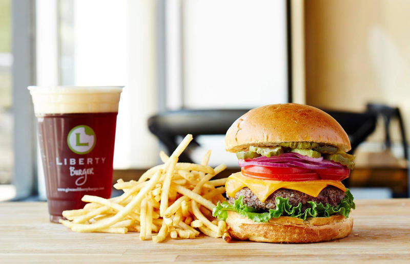 Wyoming: The Liberty Burger, Liberty Burger, Jackson 54. Tennessee: Dyer's Single, Dyer's Burgers, Memphis, 53. Alabama: hamburger, Dub's Burgers, Athens, 52. Connecticut: The Original Burger, Louis' Lunch, New Haven, 51. California: Steakburger, The Apple Pan, Los Angeles, 50. Iowa: hamburger, B-Bops, various locations, 49. Maine: hamburger, Black Cow, Portland, 48. New Jersey: hamburger, White Manna, Hackensack, 47. New Hampshire: hamburger, Gilley’s Diner, Portsmouth, 46. Massachusetts: Hamburg, White Hut, West Springfield, 45. California: hamburger, In-N-Out Burger, various locations, 44. District of Columbia: Farmhouse Burger, Good Stuff Eatery, Georgetown, 43. Mississippi: Slugburger, Latham's Hamburger Inn, New Albany, 42. Utah: Big Ben, Burger Bar, Roy, 41. Wisconsin: hamburger, Sobelman's Pub & Grill, Milwaukee, 40. Wyoming: The Liberty Burger, Liberty Burger, Jackson, 39. Illinois: House-blend prime beef burger, Butcher & The Burger, Chicago, 38. Arizona: The Standard at The Stand Arcadia Burger Shoppe, Phoenix, 37. Colorado: Cricket Burger, The Cherry Cricket, Denver, 36. New York: Luger burger, Peter Luger Steakhouse, New York City, 35. Delaware: FTC, Farmer & the Cow, Wilmington, 34. Minnesota: Jucy Lucy, Matt’s Bar, Minneapolis, 33. Pennsylvania: hamburger, M2O Burgers & Salads, Philadelphia, 32. South Carolina: Classic, Big Gun Burger Shop, Charleston, 31. Idaho: The Classic, Holy Cow!, Nampa, 30. Kansas: House Burger, Dempsey's Burger Pub, Wichita, 29. Missouri: hamburger, Town Topic, Kansas City, 28. Nebraska: The Original, Cheeseburgers, Omaha, 27. New Mexico: Rustic, Rustic On The Green, Albuquerque, 26. Indiana: Smash burger, Workingman’s Friend, Indianapolis, 25. Vermont: Worthy Burger, Worthy Burger, South Royalton and Woodstock, 24. Arkansas: traditional hamburger, Hugo's, Fayetteville, 23. Texas: Tookie's Burger, Tookie's Hamburgers & More, Kemah, 22. Nevada: Plain Jane, Beefy's, Reno, 21. Georgia: Green Truck Classic, Green Truck Pub, Savannah, 20. New York: hamburger, All-American Hamburger Drive-In, Massapequa, 19. North Dakota: Carport, Sickies Garage Burgers & Brews, various locations, 18. Michigan: sliders, Motz’s Burgers, Detroit, 17. Michigan: Ground Round, Miller’s Bar, Dearborn, 16. Florida: hamburger, Mac's Drive-Thru, Gainesville, 15. West Virginia: Oscar, Oscar’s Breakfast, Burgers & Brews, Barboursville, 14. North Carolina: hamburger, Brooks’ Sandwich House, Charlotte, 13. Kentucky: The Purist, Bard's Burgers & Chili, Covington, 12. Maryland: Hamburger, Burger Bros., Towson, 11. Oklahoma: single onion burger, Tucker's Onion Burgers, various locations, 10. Rhode Island: Stanley Burger, Stanley’s Famous Hamburgers, Central Falls, 9. Virginia: Beauvine, Beauvine Burger Concept, Richmond, 8. Oregon: The Original 100, Hwy 101 Burger, Lincoln City, 7. Ohio: hamburger, Kewpee Hamburgers, Lima, 6. Hawaii: hamburger, Kua Aina Sandwich Shop, Haleiwa, 5. Alaska: The Burger Stop, Tommy's Burger Stop, Anchorage, 4. Montana: Hamburger, The Burger Drive, Billings, 3. Washington: Seattle Classic, Von's 1000 Spirits, Seattle, 2. Louisiana: Butcher Burger, Cochon Butcher, New Orleans