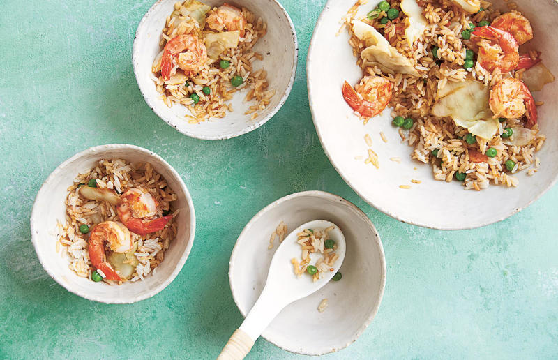 Ridiculously good rice recipes, Arancini, Bibimbap, Maqloubeh with aubergines and peppers, Stir-fried runner beans with holy basil, Jerk haddock and jollof rice salad, Butternut squash risotto, Cavolo nero biryani, Slow-cooked lamb shoulder with spiced rice, Prawn and cabbage fried rice, Stuffed aubergines