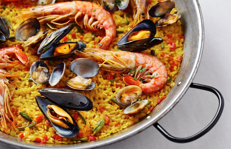 90. Peri peri chicken, Mozambique, 89. Sauerbraten, Germany, 88. Massaman, Thailand, 87. Spanakopita, Cyprus and Greece, 86. Cassoulet, France, 85. Banitsa, Bulgaria, 84. Barramundi, Australia, 83. Pastel de choclo, Chile, 82. Mole, Mexico, 81. Borscht, Ukraine, 80. Plov, Uzbekistan, 79. Bunny chow, South Africa, 78. Käsespätzle/ Käsknöpfle, Central Europe, 77. Chicken rice, Singapore, 76. Adobo, Philippines, 75. Rösti, Switzerland, 74. Falafel, Middle East, 73. Hoppers, Sri Lanka, 72. Nasi lemak, Malaysia, 71. Pupusa, El Salvador, 70. Beef rendang, Indonesia, 69. Tortilla de patatas, Spain, 68. French onion soup, France, 67. Colcannon, Ireland, 66. Bobotie, South Africa, 65. Haggis, Scotland, 64. Tamales, Central and South America, 63. Wiener schnitzel, Austria, 62. Feijoada, Brazil, 61. Souvlaki, Greece, 60. Laksa, Malaysia, 59. Clam chowder, USA, 58. Raclette, Switzerland, 57. Smørrebrød, Denmark, 56. Jollof rice, West Africa, 55. Poutine, Canada, 54. Goulash, Hungary, 53. Pho, Vietnam, 52. Biryani, India, 51. Arepa, Colombia and Venezuela, 50. Shawarma, Middle East, 49. Beef stroganoff, Russia, 48. Som tam, Laos, 47. Cacio e pepe, Italy, 46. Bouillabaisse, France, 45. Khachapuri, Georgia, 44. Ceviche, Peru, 43. Quesadilla, Mexico, 42. Masala dosa, India, 41. Moules frites, Belgium, 40. Köttbullar, Sweden, 39. Welsh rarebit, Wales, 38. Pierogi, Poland, 37. Poke, USA, 36. Tagine, Morocco, 35. Dim sum, China, 34. Gumbo, USA, 33. Kebab, Turkey, 32. Jerk chicken, Jamaica, 31. Singapore noodles, Hong Kong, 30. Asado, Argentina, 29. Beef Wellington, England, 28. Moussaka, Greece, 27. Tahdig, Iran, 26. Murgh makhani, India, 25. Gnocchi, Italy, 24. Sushi, Japan, 23. Texas-style barbecue, USA, 22. Fish and chips, UK, 21. Carbonara, Italy, 20. Tom yum soup, Thailand, 19. Cataplana, Portugal, 18. Mezze, Middle East, 17. Pad Thai, Thailand, 16. Steak frites, France, 15. Shakshuka, Middle East, 14. Tapas, Spain, 13. Gua bao, Taiwan, 12. Boeuf bourguignon, France, 11. Peking duck, China, 10. Chicken parmigiana, USA, 9. Bibimbap, South Korea, 8. Paella, Spain, 7. Tacos, Mexico, 6. Southern fried chicken, USA, 5. Sausage and mash, UK, 4. Ragù alla Bolognese, Italy, 3. Ramen, Japan, 2. Hamburger, USA