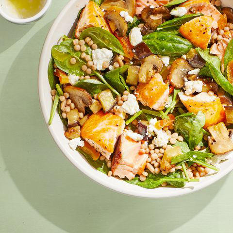 High-Protein White Bean Salad with Feta &amp; Lemon-Garlic Vinaigrette, Raspberry-Spinach Salad with Avocado &amp; Walnuts, No-Cook White Bean &amp; Spinach Caprese Salad, Cucumber-Blueberry Spinach Salad, The Simplest Spinach Salad, Chicken &amp; Spinach Salad with Creamy Feta Dressing, Spinach Salad with Quinoa, Chicken &amp; Fresh Berries, Orzo Salad with Chickpeas &amp; Artichoke Hearts, Apple-Cranberry Spinach Salad with Goat Cheese, Fiber-Packed Spicy White Bean &amp; Spinach Salad, High-Protein Grilled Chicken Salad, Summer Blueberry Salad with Toasted Pecans &amp; Feta, Air-Fryer Tempura Artichoke Salad with Lemon-Dill Dressing, Peach &amp; Spinach Salad with Feta, Grilled Corn Salad with Chili-Miso Dressing, Best Caesar Salad with Crispy Parmesan, Pear Salad, Spinach Salad with Warm Bacon Vinaigrette, Red Onion &amp; Avocado, Salmon Couscous Salad