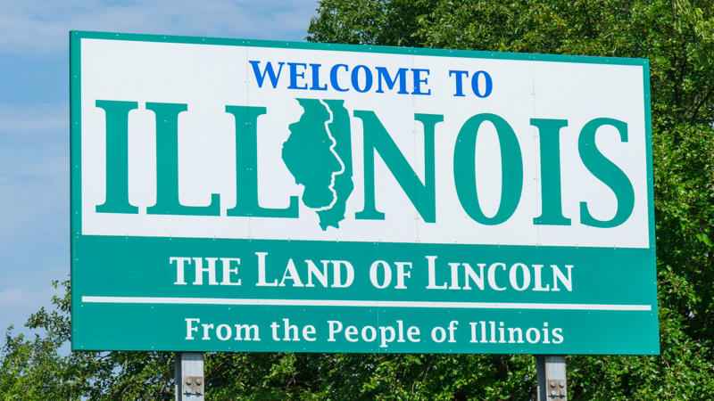 welcome to illinois land of lincoln road sign_iStock-1007305568 Arkansas, California, Connecticut, Delaware, Illinois, Kentucky, Maryland, Massachusetts, Minnesota, Mississippi, Missouri, Nebraska, New Hampshire, New Mexico, New York, North Carolina, Oklahoma, Rhode Island, South Carolina, South Dakota, Washington, West Virginia, Wisconsin