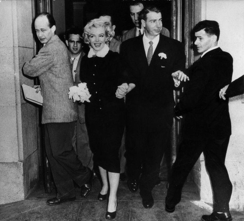 1954: Joe DiMaggio and Marilyn Monroe 1930: Dolores del Río and Cedric Gibbons, 1934: Ginger Rogers and Lew Ayres, 1937: Ingrid Bergman and Petter Lindstrom, 1943: Jean-Pierre Aumont and Maria Montez, 1944: Bill Robinson and Elaine Plaines, 1945: Humphrey Bogart and Lauren Bacall, 1945: Shirley Temple and John Agar, 1945: Judy Garland and Vincente Minnelli, 1945: Bette Davis and William Grant Sherry, 1946: Jackie Robinson and Rachel Isum, 1947: Josephine Baker and Jo Bouillon, 1947: Carmen Miranda and David Alfred Sebastian, 1948: Nat King Cole and Maria Hawkins, 1949: Prince Aly Khan and Rita Hayworth, 1949: Lucille Ball and Desi Arnaz, 1950: Conrad Hilton and Elizabeth Taylor, 1951: Tony Curtis and Janet Leigh, 1951: Shah Mohammad Reza Pahlavi and Queen Soraya, 1952: Roger Vadim and Brigitte Bardot, 1952: Elizabeth Taylor and Michael Wilding, 1953: JFK and Jacqueline Kennedy, 1954: Audrey Hepburn and Mel Ferrer, 1954: Joe DiMaggio and Marilyn Monroe, 1955: Joan Crawford and Alfred Steele, 1955: Debbie Reynolds and Eddie Fisher, 1955: Rock Hudson and Phyllis Gates, 1956: Arthur Miller and Marilyn Monroe, 1956: Prince Rainier of Monaco and Grace Kelly, 1957: Sophia Loren and Carlo Ponti, 1957: Robert Wagner and Natalie Wood, 1958: Jayne Mansfield and Mickey Hargitay, 1959: Julie Andrews and Tony Walton, 1959: Dorothy Dandridge and Jack Denison, 1959: Jacques Charrier and Brigitte Bardot, 1960: Eartha Kitt and William McDonald, 1960: Princess Margaret and Antony Armstrong-Jones, 1961: Ginger Rogers and William Marshall, 1961: Lucille Ball and Gary Morton, 1962: Nancy Kwan and Peter Pock, 1964: Elizabeth Taylor and Richard Burton, 1965: Judy Garland and Mark Herron, 1966: Frank Sinatra and Mia Farrow, 1967: Jane Fonda and Roger Vadim, 1967: Elvis Presley and Priscilla Presley, 1968: Sharon Tate and Roman Polanski, 1969: Audrey Hepburn and Andrea Dotti, 1971: Bianca Jagger and Mick Jagger, 1978: Aretha Franklin and Glynn Turman, 1981: Princess Diana and Prince Charles, 1987: Diahann Carroll and Vic Damone
