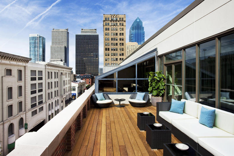 The Rittenhouse, W Philadelphia, Guild House Hotel, AKA University City, The Logan Philadelphia, Curio Collection by Hilton, The Bellevue Hotel, The Rooms at Fitler Club, Kimpton Hotel Monaco Philadelphia, The Study at University City, The Ritz-Carlton, Philadelphia, Sofitel Philadelphia at Rittenhouse Square