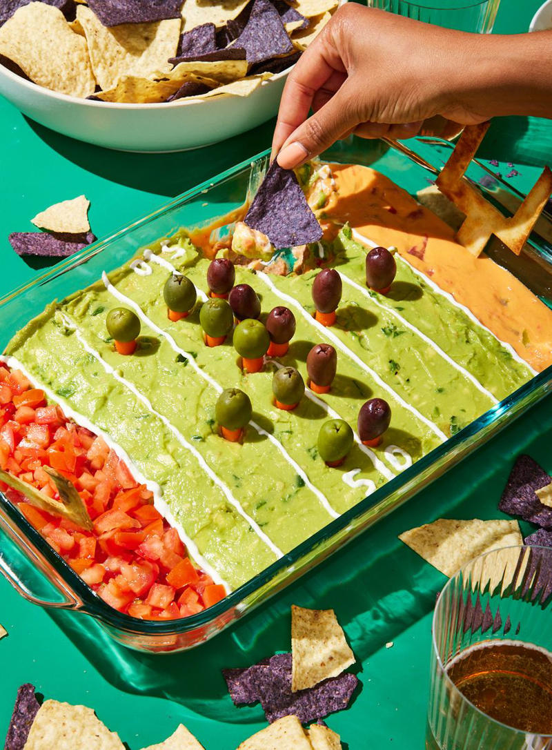 Jalapeño Popper Dip, French Onion Smashed Potatoes, Fried Buffalo Artichoke Hearts, Buffalo Blitz Bites, Hawaiian Roll Sliders, Football Field Dip, Potato Skin Bites, Classic Chili, Blooming Quesadilla Ring, Taco Dip, Ranch Wings, Sloppy Joe Cups, Crockpot Buffalo Chicken Dip, Pimento Cheese-Stuffed Mini Peppers, Tailgate Tots, Spinach Dip Rolls, French Dip Stuffed Biscuits, Nashville Hot Chicken Fries, Pigs In A Blanket, Lemon-Pepper Wings