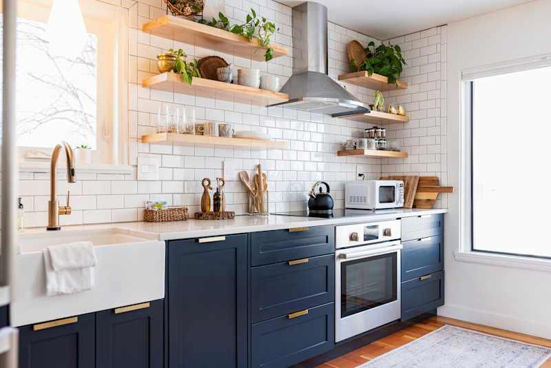 Sterile White Kitchens, Glass Backsplashes, Open Shelving, Thick-Veined Quartz, Subway Tile, Design Defined, Further Reading