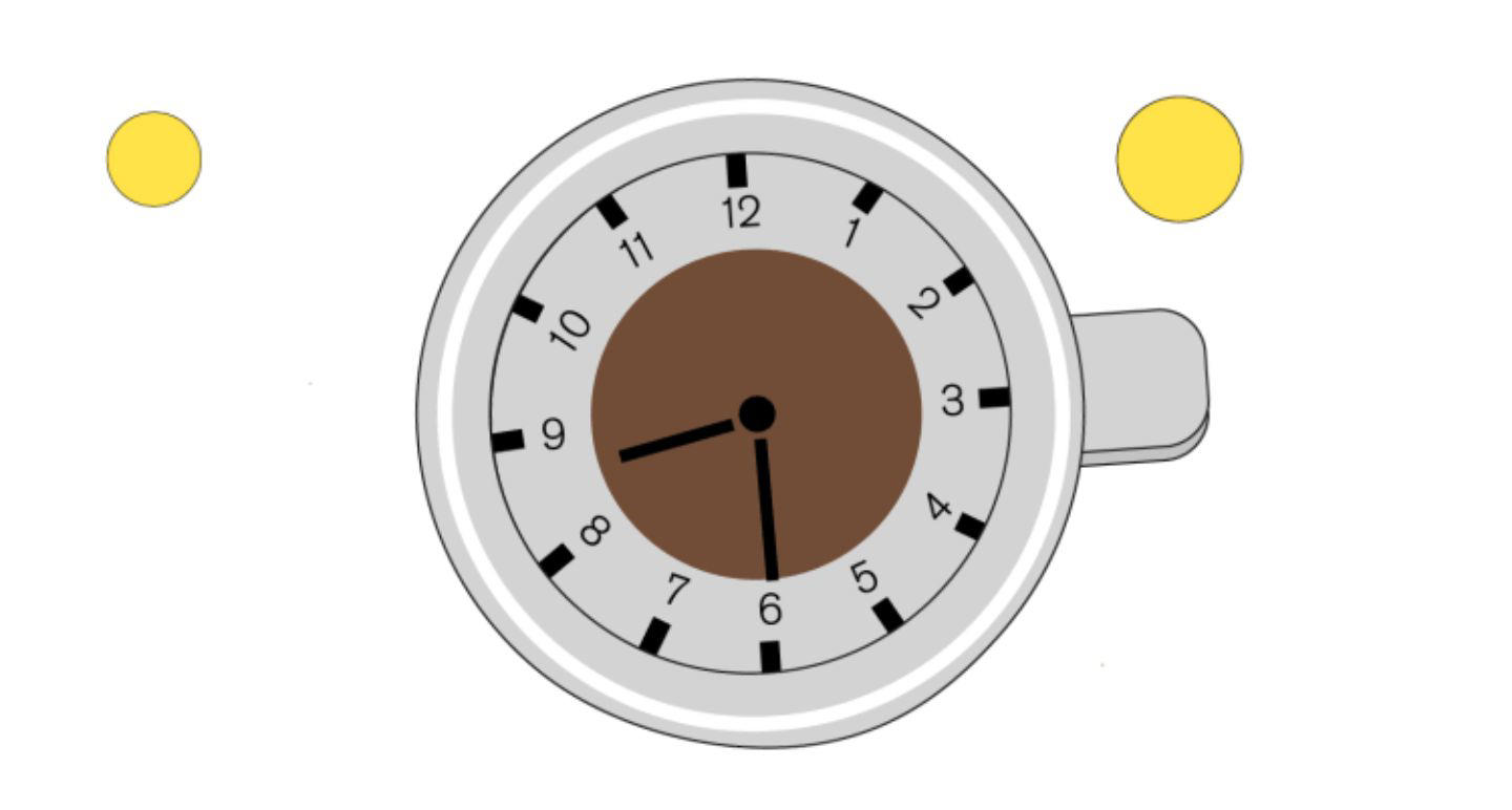 What happens when you take a sip of caffeine?, 8am: The first sip, 8.05am: The placebo effect, Increasing heart rate, 8.20am: The energy boost, Releasing adrenaline, Passing urine, 8.30am: Nature calls, Stimulating the bowel, 9.30am: The effect on your gut, Feeling tired again, 11am: The dreaded crash, Craving more caffeine, 12pm: The craving, What is the 90-minute coffee rule?, Should you drink coffee on an empty stomach?, How much caffeine is in coffee?, How much caffeine is in tea?, Is caffeine bad for you?