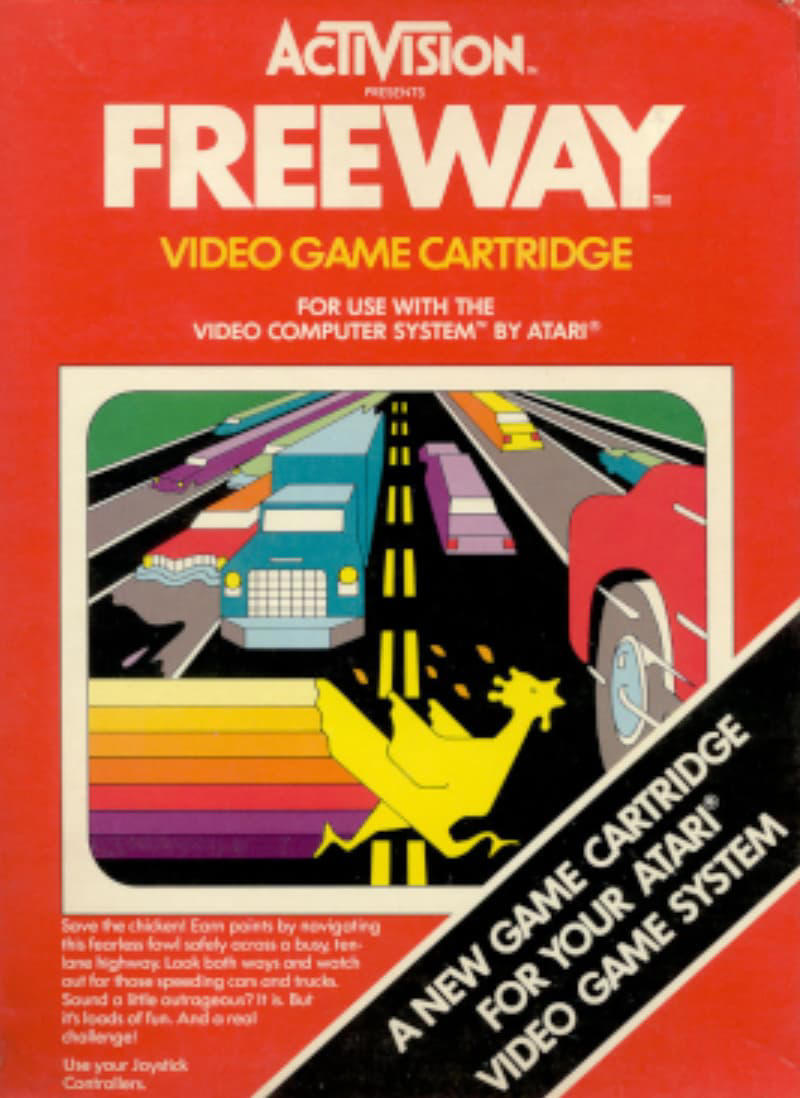 "Pac-Man", "Space Invaders", "Pitfall!", "Frogger", "Asteroids", "Defender", "E.T. the Extra-Terrestrial", "Ms. Pac-Man", "Demon Attack", "Night Driver", "Berzerk", "Centipede", "Warlords", "Breakout", "Adventure", "Laser Blast", "Freeway", "Kaboom!", "Yars' Revenge", "Atlantis", "Star Wars: The Empire Strikes Back", "Cosmic Ark", "Megamania", "Raiders of the Lost Ark"