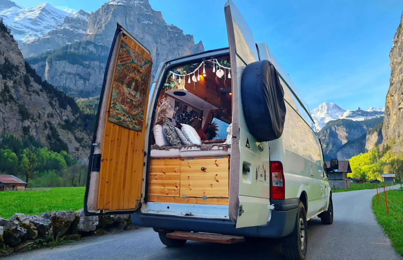 Beans the transit van: after Wow-factor homes on wheels, Hopscotch the Globe Airstream: after, Amazon van home: before, Amazon van home: after, Beans the transit van: before, Beans the transit van: after, Juniper the horse box, Juniper the horse box: before, Juniper the horse box: after, Olive the bus, Olive the bus: before, Olive the bus: after, Castaway railway carriages, Castaway railway carriages: before, Castaway railway carriages: after, Green camper truck, Green camper truck: before, Green camper truck: after, Boho beige camper: before, Boho beige camper: after, Algie the builder's van, Algie the builder's van: before, Algie the builder's van: after, '99 Blue Bird school bus, '99 Blue Bird school bus: before, '99 Blue Bird school bus: after, Travis the transit: before, Travis the transit: after