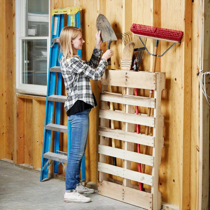 Magnetic Toolbox Labels, Pallet Dolly, Hang Anything, Handy Rag Cutter, Floor Ruler, Small Shop Space Saver, DIY Garage Storage for Cords and Hoses, Repurpose a Pallet for DIY Garage Storage, Corral Sports Gear, Overhead DIY Garage Storage System, Sliding Pegboard Storage System, Lockable Garage Storage Cabinet, Rotating Corner Shelves, Fold-Up Workbench, Garden/Garage Tool Caddy, Garage Storage Tubes, Roll-Around Workshop, Upcycled Garage Storage Idea, Garage Door Extension Cord Storage, Under-Joist Shelf