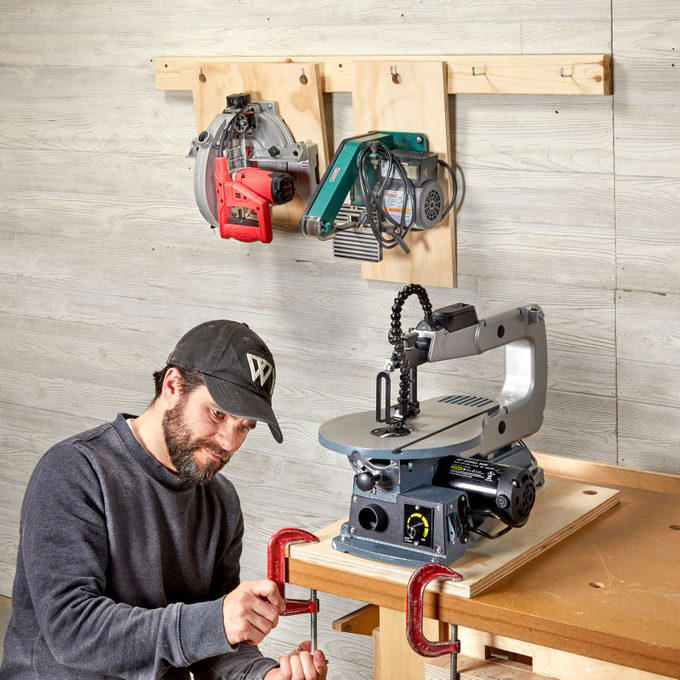 Magnetic Toolbox Labels, Pallet Dolly, Hang Anything, Handy Rag Cutter, Floor Ruler, Small Shop Space Saver, DIY Garage Storage for Cords and Hoses, Repurpose a Pallet for DIY Garage Storage, Corral Sports Gear, Overhead DIY Garage Storage System, Sliding Pegboard Storage System, Lockable Garage Storage Cabinet, Rotating Corner Shelves, Fold-Up Workbench, Garden/Garage Tool Caddy, Garage Storage Tubes, Roll-Around Workshop, Upcycled Garage Storage Idea, Garage Door Extension Cord Storage, Under-Joist Shelf