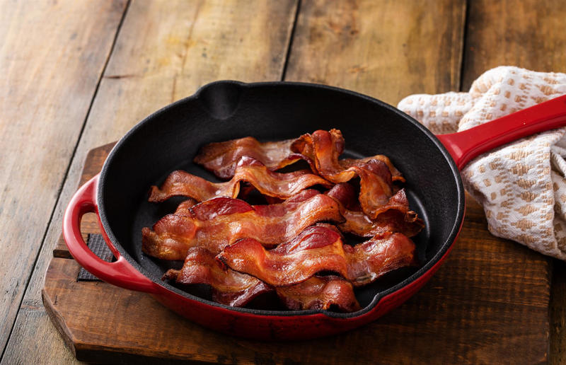 6. Invest in a cast iron pan 46. Use lard for perfect pastry, 45. Make soda bread if you need something speedy, 44. Use a wooden spoon, 43. Roast potatoes in hot fat, 42. Use leftover pastry for cheese straws, 41. Keep your vegetable scraps, 40. Don't cook fresh herbs, 39. Never boil stew, soup or stock, 38. Use cheese ends in mac ’n’ cheese, 37. Cook your pasta in stock, 36. Try flour for the crispiest bacon, 35. Transfer sugar into airtight containers, 34. Don’t overdo the cheese, 33. Separate the eggs for fluffy flannel cakes, 32. Cook bruised apples in pies, 31. Slice sprouting stems from garlic, 30. Top dishes with crushed crisps, 29. Embrace instant mash, 28. Keep butter in a butter dish, 27. Don’t ditch your stale bread, 26. Bake with room-temperature eggs, 25. Line cake tins to prevent sticking, 24. Use buttermilk to brine fried chicken, 23. Let cheesecake cool in the oven, 22. Melt chocolate over a pan of water, 21. Keep food warm in the oven, 20. Add bread to your sugar jar, 19. Grow your own herbs, tomatoes and chillies, 18. Save chicken bones for stock, 17. Keep records, 16. Make your own jams and chutneys, 15. Add more of what you need, 14. Weigh your eggs for the perfect sponge, 13. Roll lemons before squeezing, 12. Get some colour on meat, 11. Add vegetables towards the end of a stew, 10. Sift air into cakes, 9. Thicken sauces with cornflour, 8. Skim fat off the top, 7. Dry chicken to help it brown, 6. Invest in a cast iron pan, 5. Use juices from meat to make gravy, 4. Serve food on hot plates, 3. What grows together, goes together, 2. Save your fat