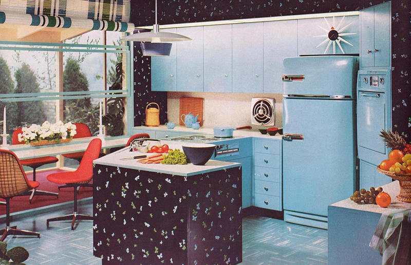 Welcome to the 50s, A financial boom, Buy buy baby, Ready to spend, Escape to suburbia, Mid-century modern homes, Purpose-built housing, Function over formality, The modern bedroom, Sleeping arrangements, Playful colours, Busy bathrooms, Colour and chrome, A social kitchen, Getting fancy with efficiency, Casual dining, A bold new look for living rooms, The new 'opiate of the masses', The Golden Age of television, Landmark advancements, A new mealtime tradition, Frozen dinner drama, New twists on old tech, Automatic washing machines, The advent of Tupperware, Tupperware parties, Homes of the future, Futuristic technology, 'The perfect housewife', Return to domesticity, Consumer propaganda, Life imitating art, Entering the Atomic Age, Nuclear fallout shelters, The Baby Boom, The family lifestyle, Close-knit communities, Suburban pride, The lie behind the 'perfect family', Jim Crow laws, Widespread segregation, All-American, Teen culture, Setting the stage...